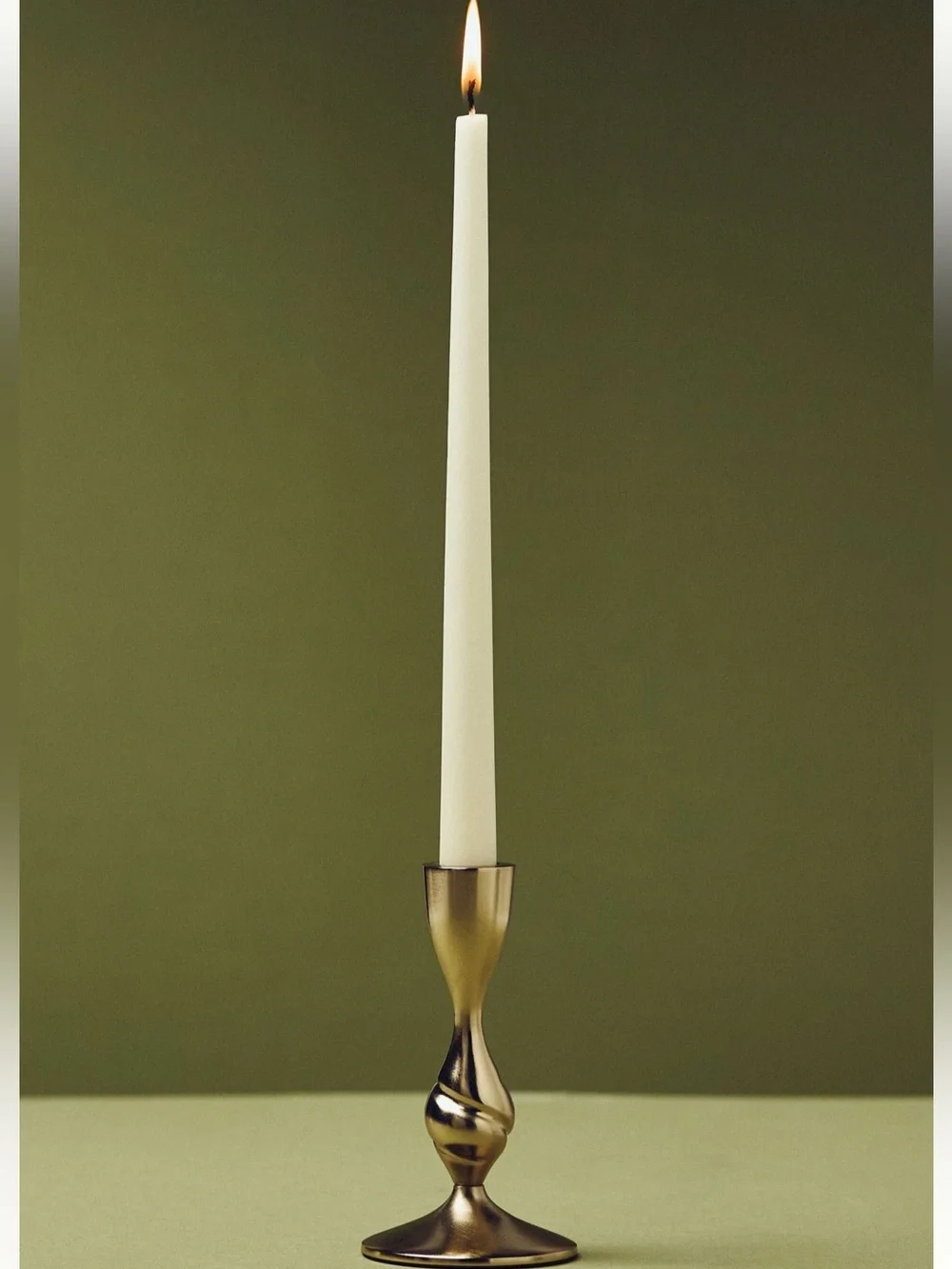 NWT Anthropologie Naya Tinted Brass Lacquer Taper Candle Holder in Gold